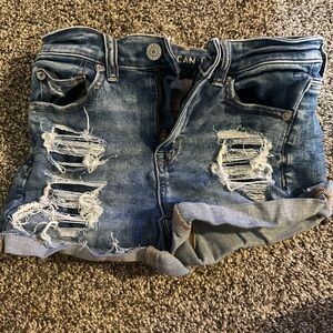 American Eagle Outfitters Women's Ripped Blue Jean Shorts